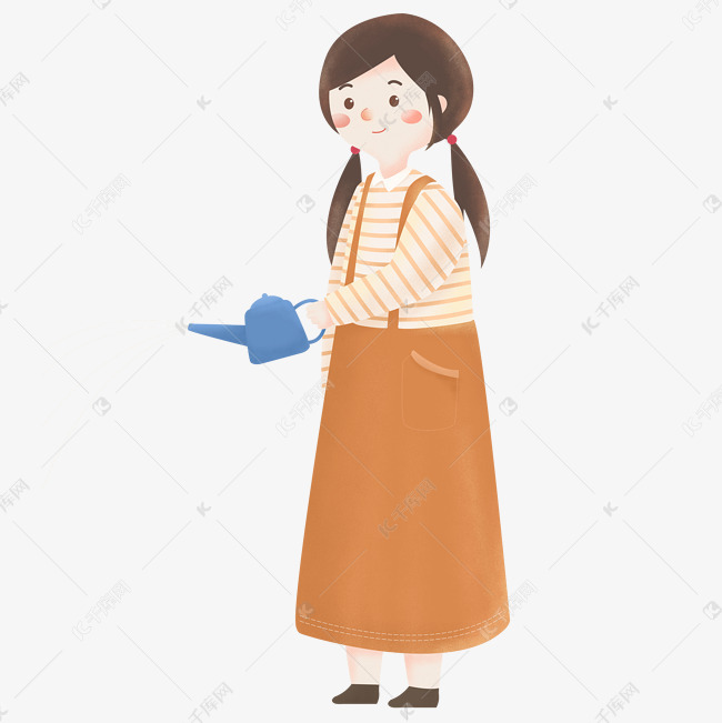 拿着洒水壶的可爱小女孩