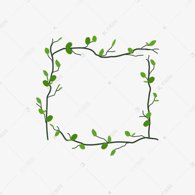 春天绿叶树枝边框装饰素材图片免费下载-千库网
