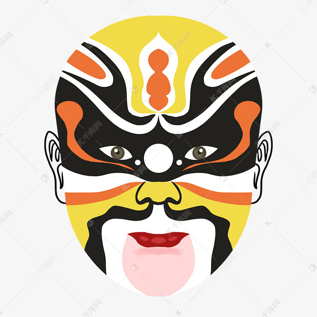 中国风黄色京剧脸谱