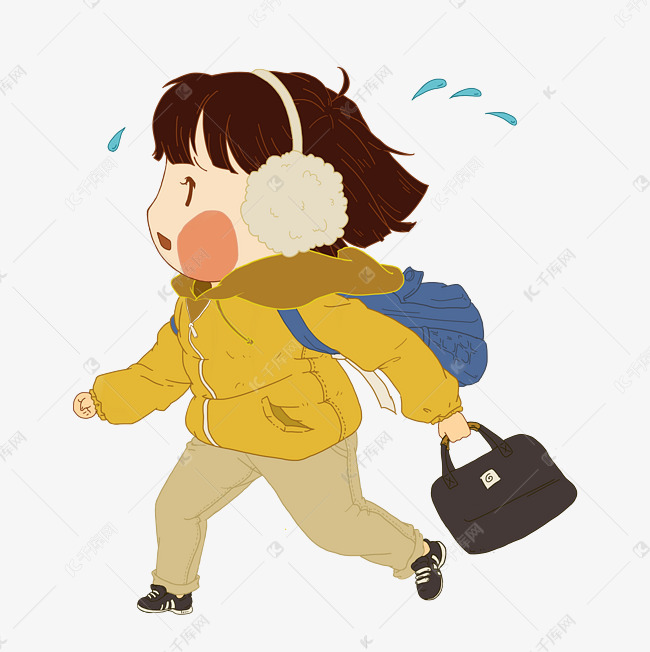 走路的小女孩插画
