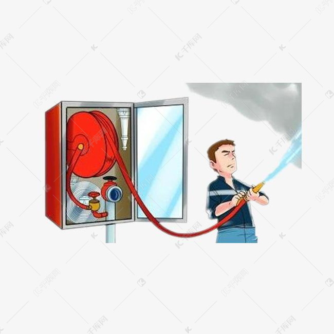 卡通手绘消防箱和灭火