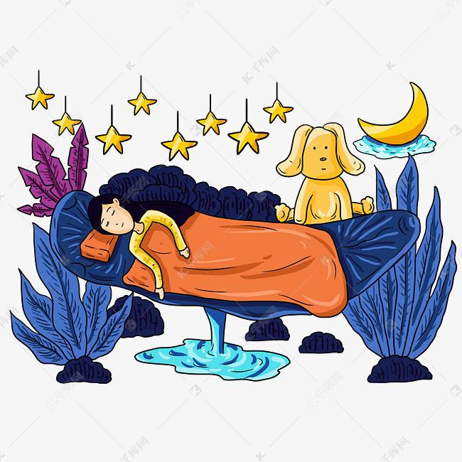 手绘卡通世界睡眠日睡觉插画