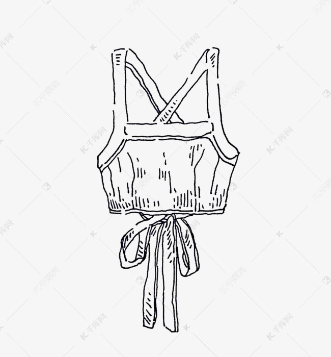 手绘黑白蝴蝶结抹胸吊带
