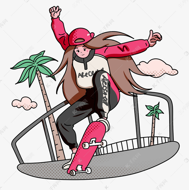 玩滑板的女孩