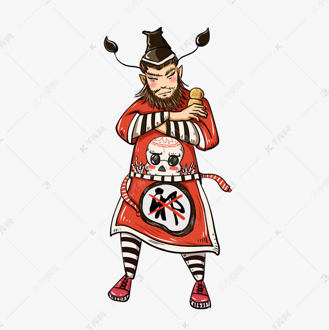 中元节钟馗嘻哈说唱风格手绘