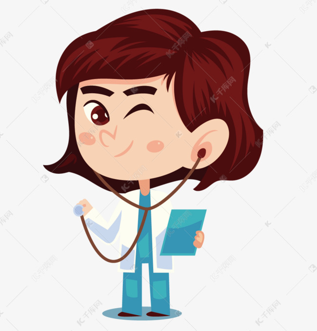 卡通手绘医务人员诊断病情