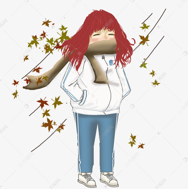 动漫厚涂手绘吹着风的女孩插画高