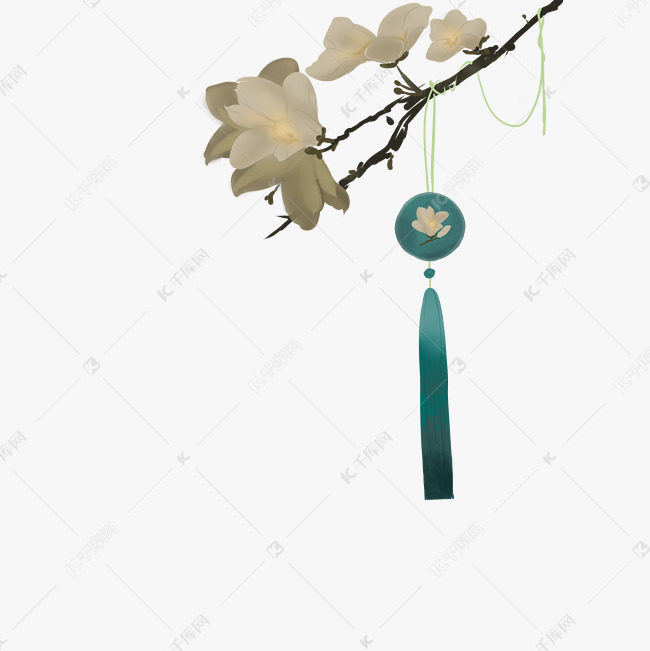 中国风木兰花蓝色古风香囊