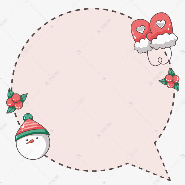 可爱的雪人对话框插画素材图片免费下载-千库网