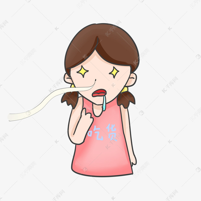 流口水的小女孩插画