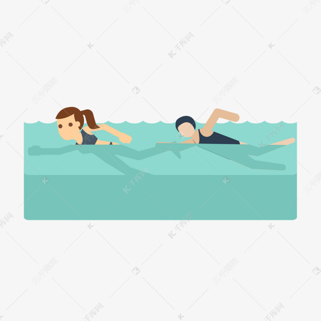 运动健身卡通游泳矢量图