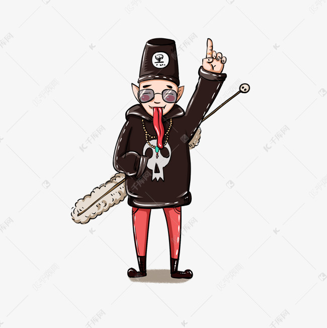 中元节黑无常嘻哈说唱风格手绘