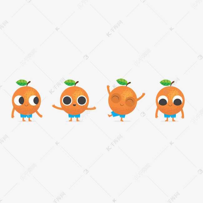 可爱表情橙子矢量图