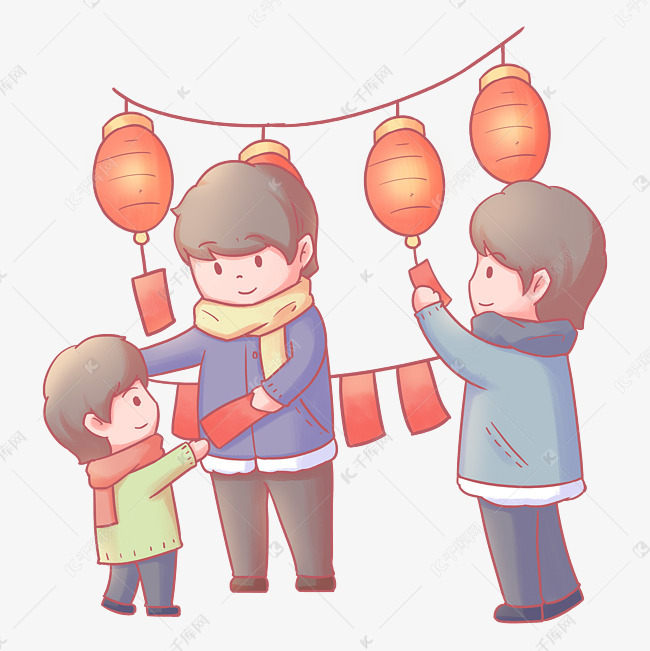 元宵节带孩子逛灯会猜灯谜卡通手