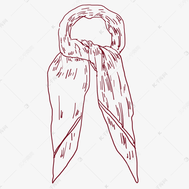线描围巾手绘插画