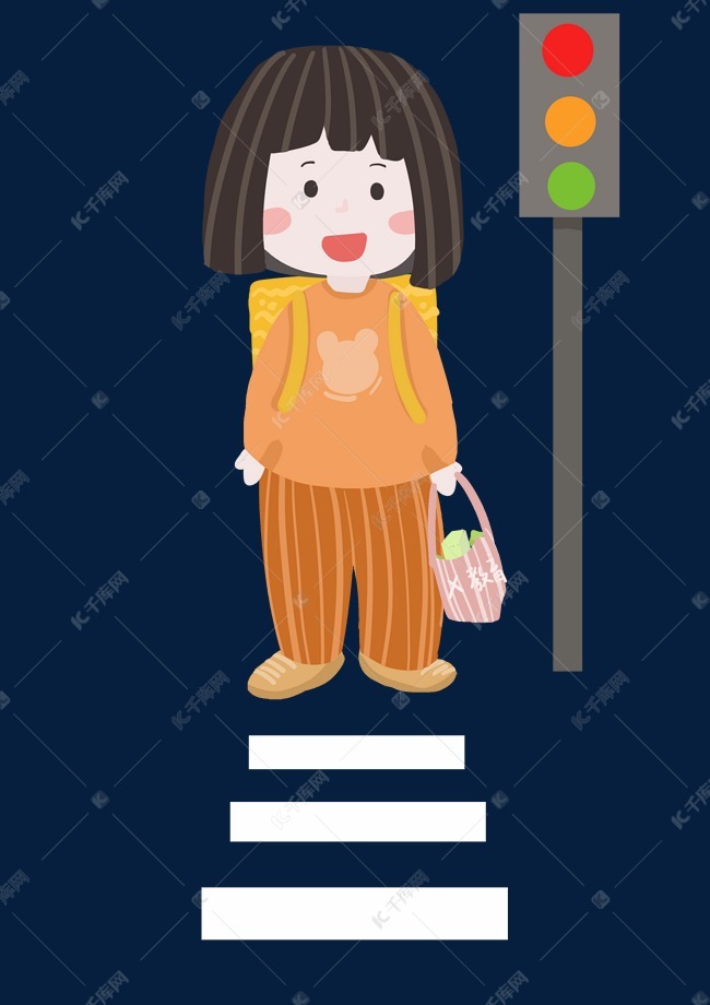 教育生活日常等红绿灯小女孩人物男生女生炫耀好缘图片