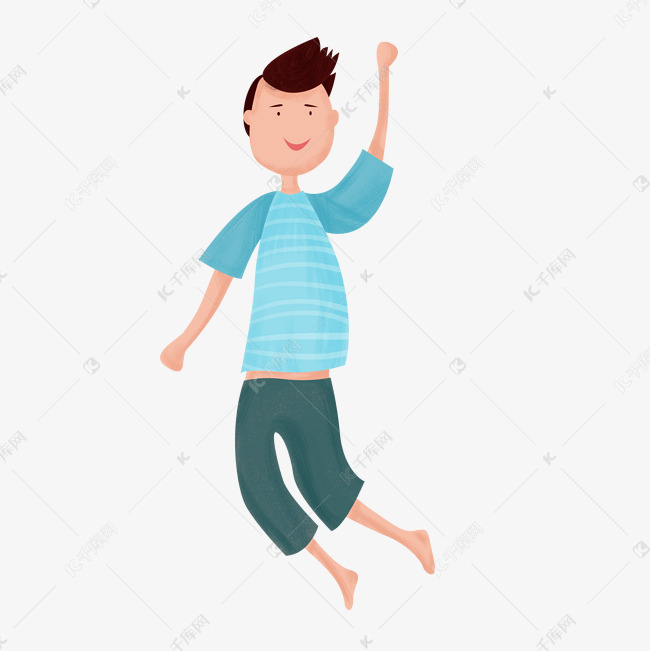 拽着东西飞翔的男孩免抠图