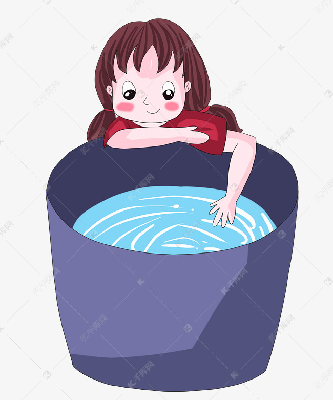 女孩浴盆