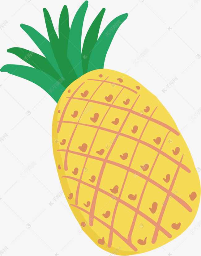卡通菠萝矢量图下载的素材免抠夏季水果美味水果卡通菠萝卡通插图创意