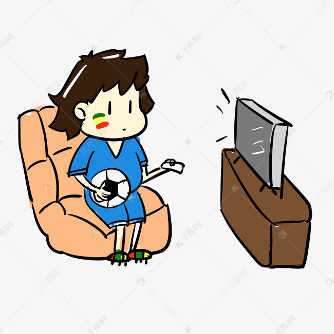 小女孩在看电视免抠图