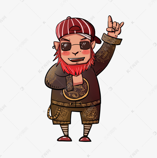 中元节阎罗王嘻哈说唱风格手绘