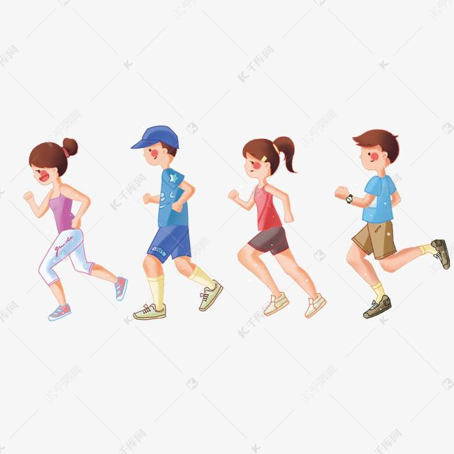 卡通手绘奔跑的人物