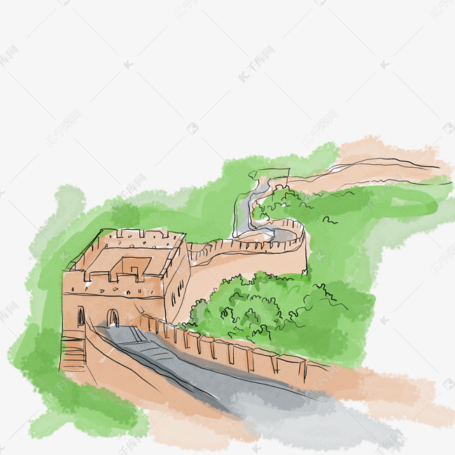 北京长城水彩建筑