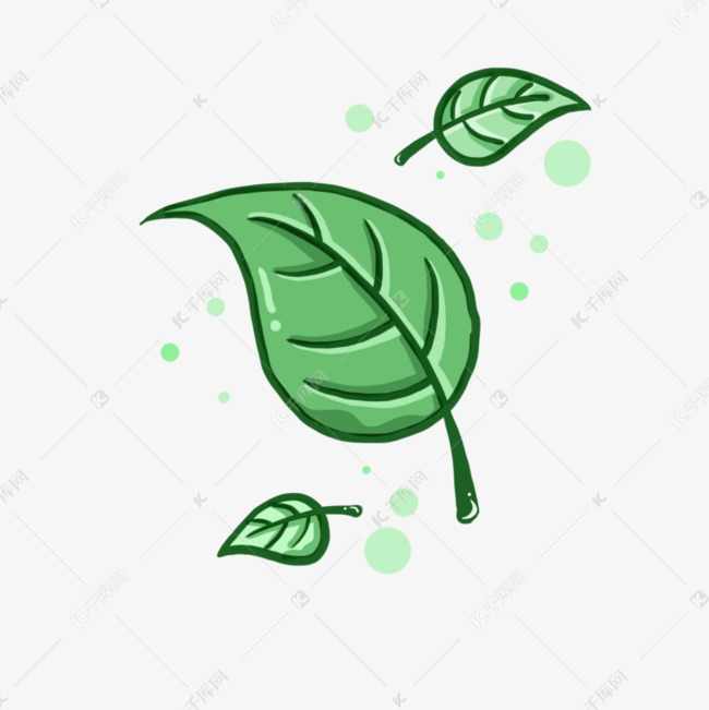 简约小清新绿色卡通叶子树叶素材图片免费下载-千库网