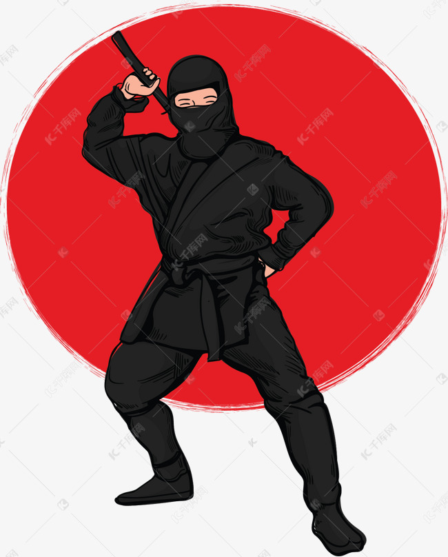 手绘卡通日本忍者