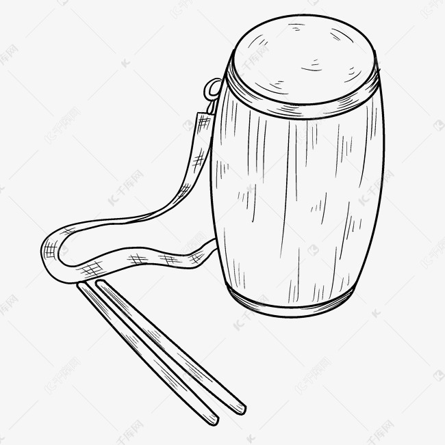 线描简约腰鼓