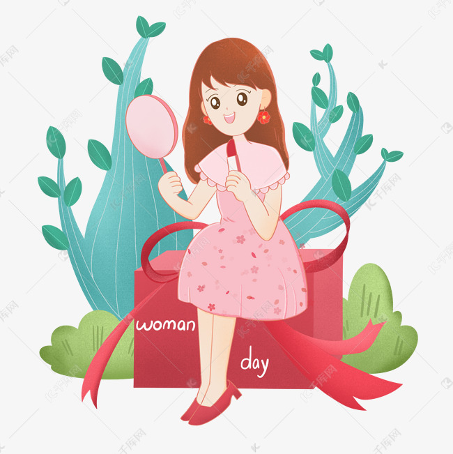 妇女节打扮的插画