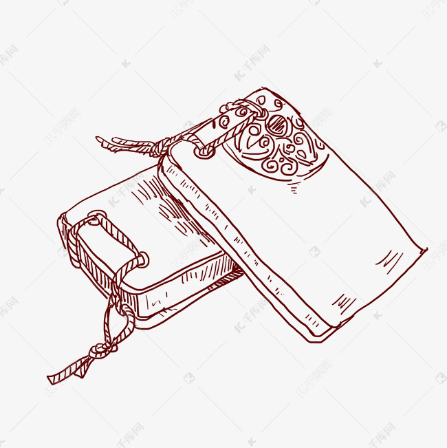 线描文具袋手绘插画
