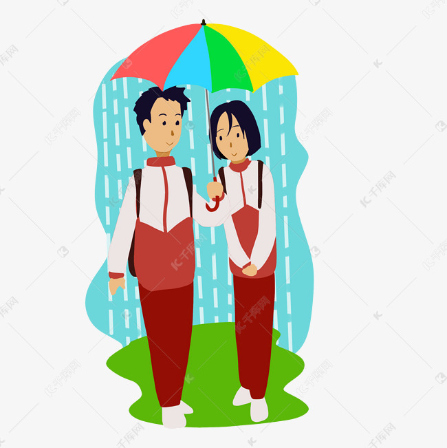 情人节情侣雨中漫步浪漫