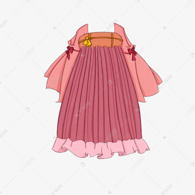 粉色古代服装裙子设计图案