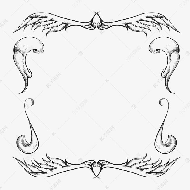 黑白简约古典复古素描哥特风边框