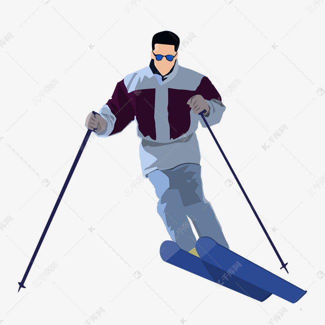 卡通滑雪人物