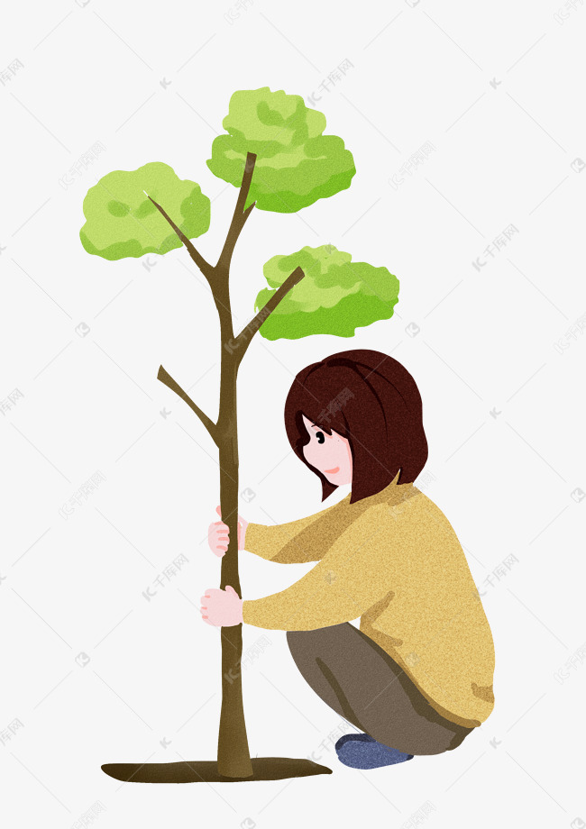 植树节种树的女孩
