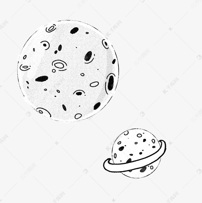 涂鸦风格黑白星球组合