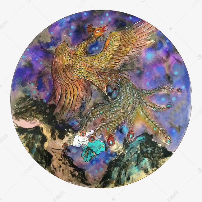 水墨吉祥鸟凤凰百鸟朝凤png涅盘