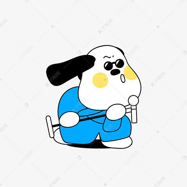 手绘插画麦霸垂耳狗