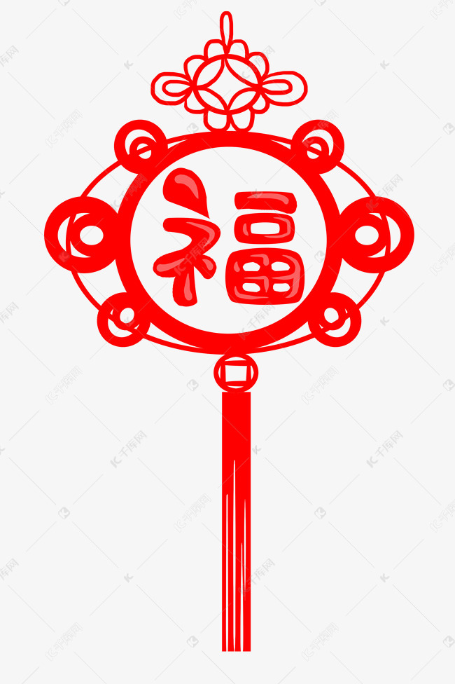 中国结福字手绘插画