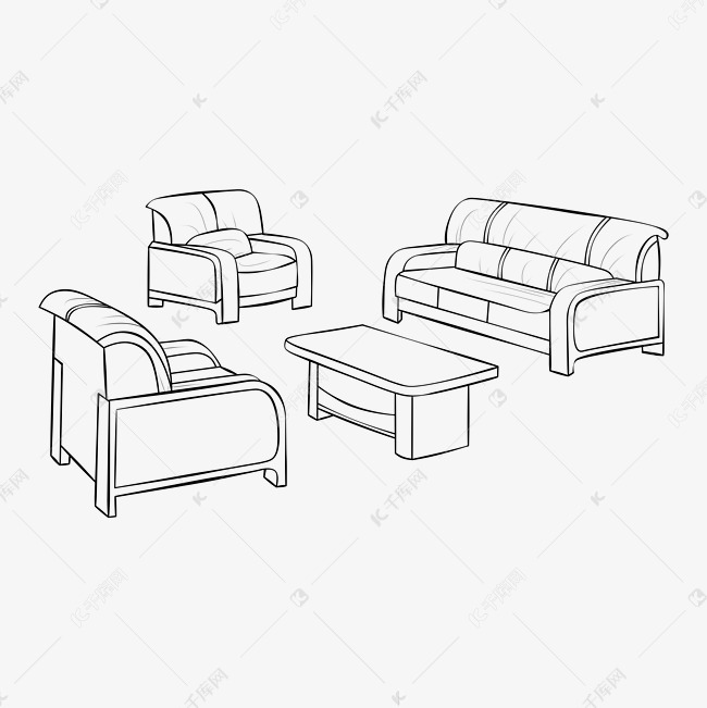 手绘线描沙发家具