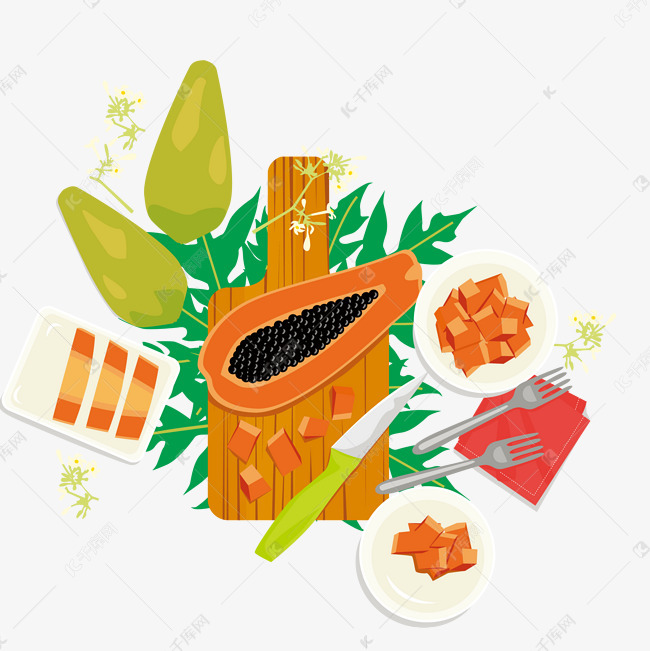 水果美食西餐木瓜youer墙主题美食图片