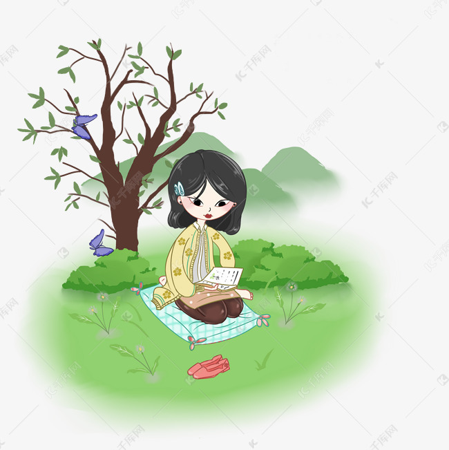 看书的小女孩