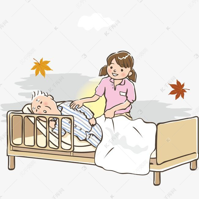卡通躺在病床上的病人矢量