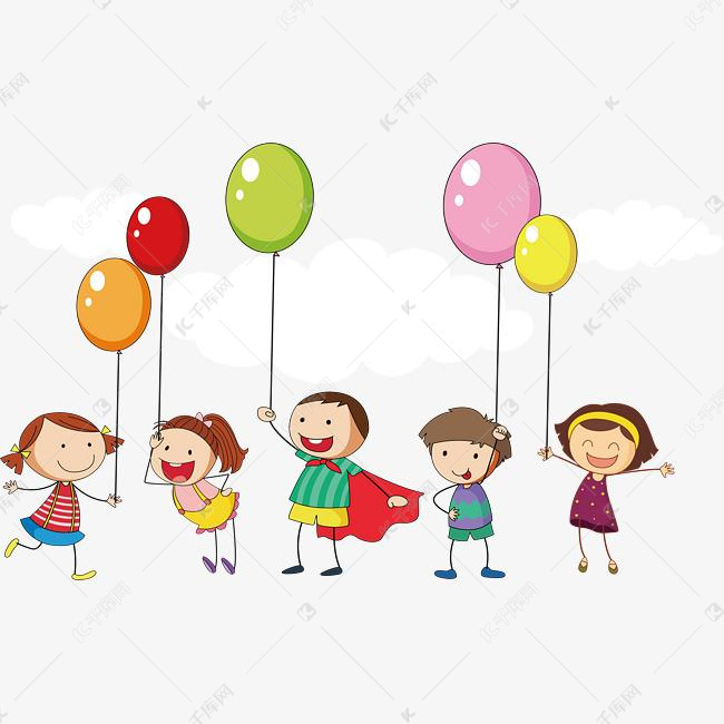 的孩子的素材免抠矢量png卡通孩子可爱孩子气球拿着气球开心的孩子