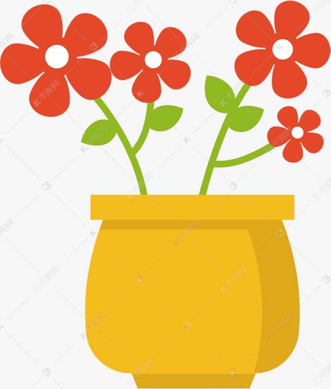 小红花png下载的素材免抠小红花欧式花盆卡通花盆花盆植物花盆栽小