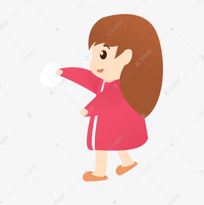穿红裙子的动漫小女生免抠图