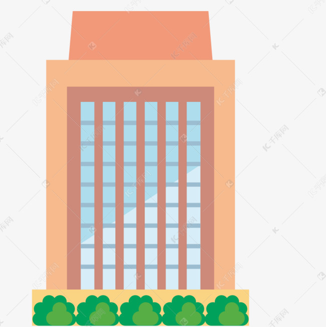 卡通绿植和办公大楼