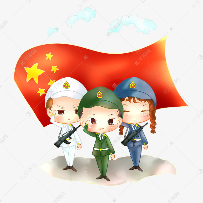 八一建军节卡通军人致敬